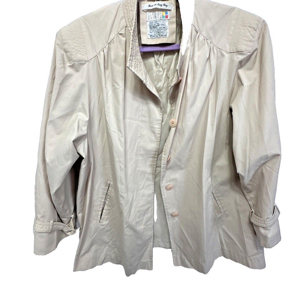 Claudia Barnes Trench Jacket Beige size 12 cotton blend 80's 90's